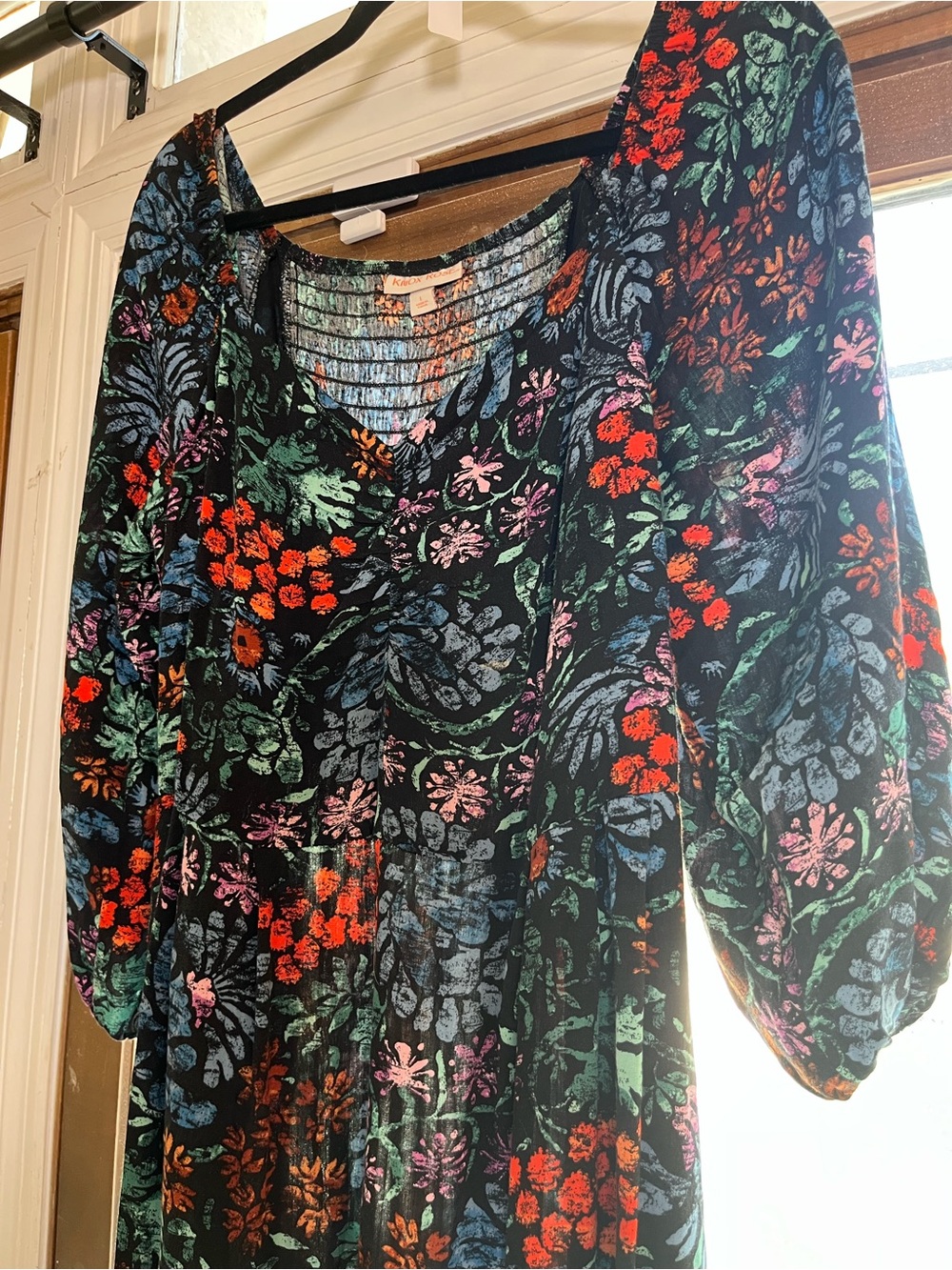 Knox Rose Black Botanical Print Boho 100% Rayon Wide-Leg Jumpsuit - Picture 15 of 15